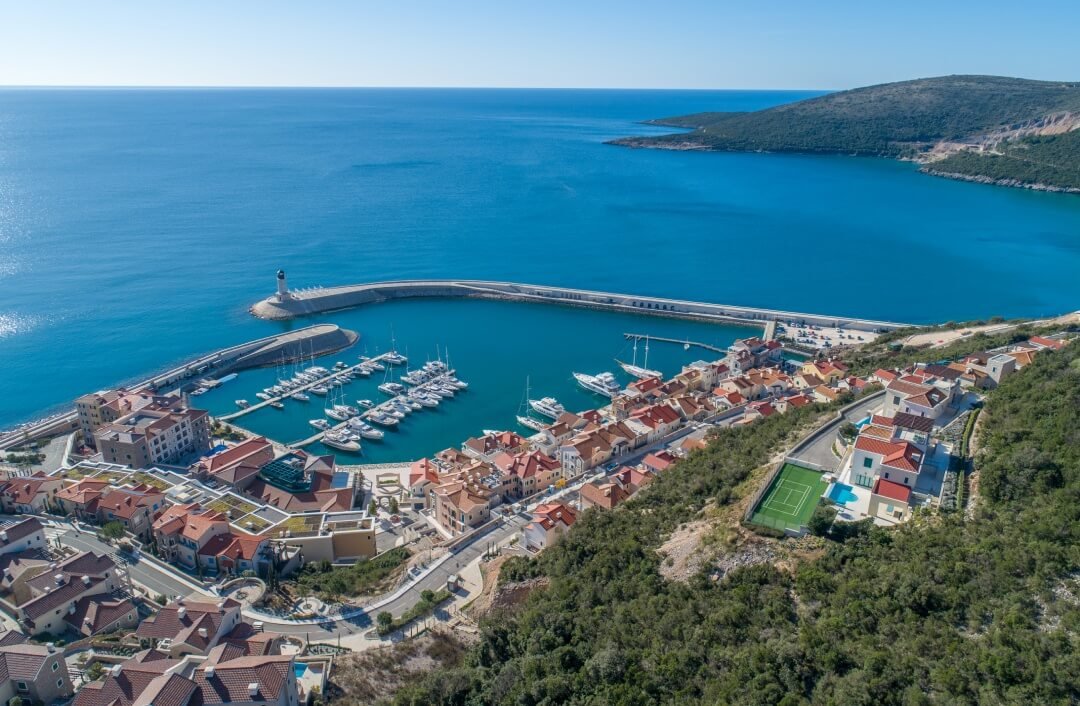 Lustica Bay Montenegro aerial view